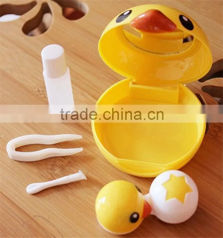 Custom Cartoon Contact Lens Cases,Contact Lenses Plastic Case,Yellow Duck Contact Lens Box