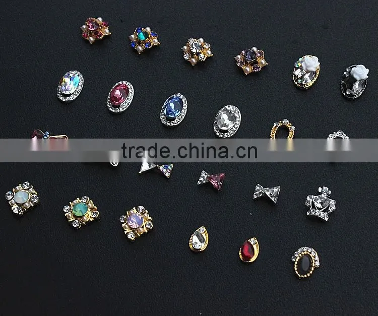 strong quality nail art flower oval bow design small alloy jewelry