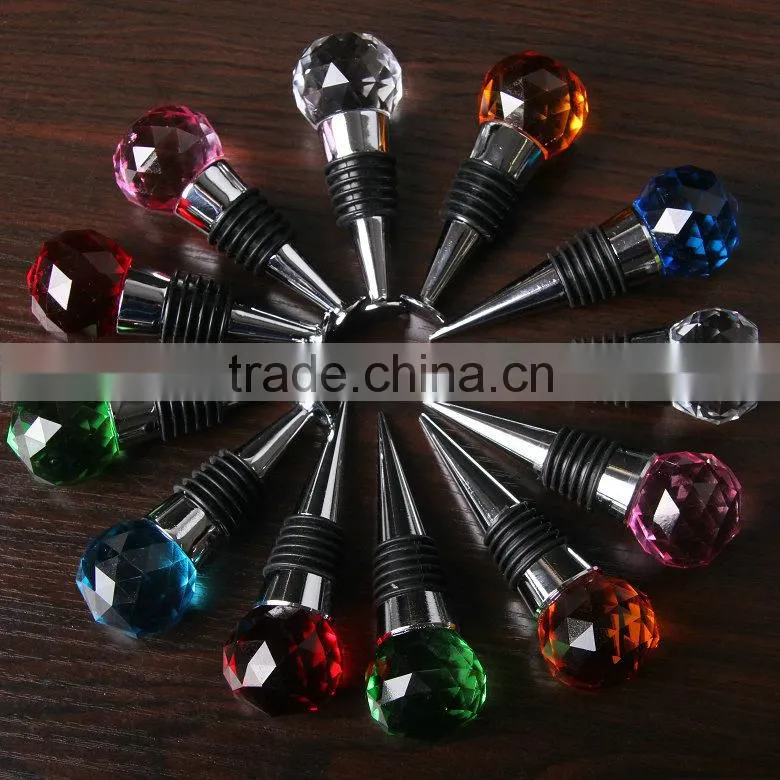 Clear Crystal Wine Stopper With Personalized Logo For Wedding Favor