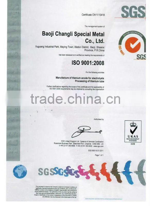 platinum coated titanium mesh for water treatment