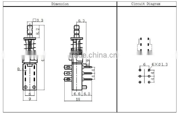 KAN1-21 6 pin push switch