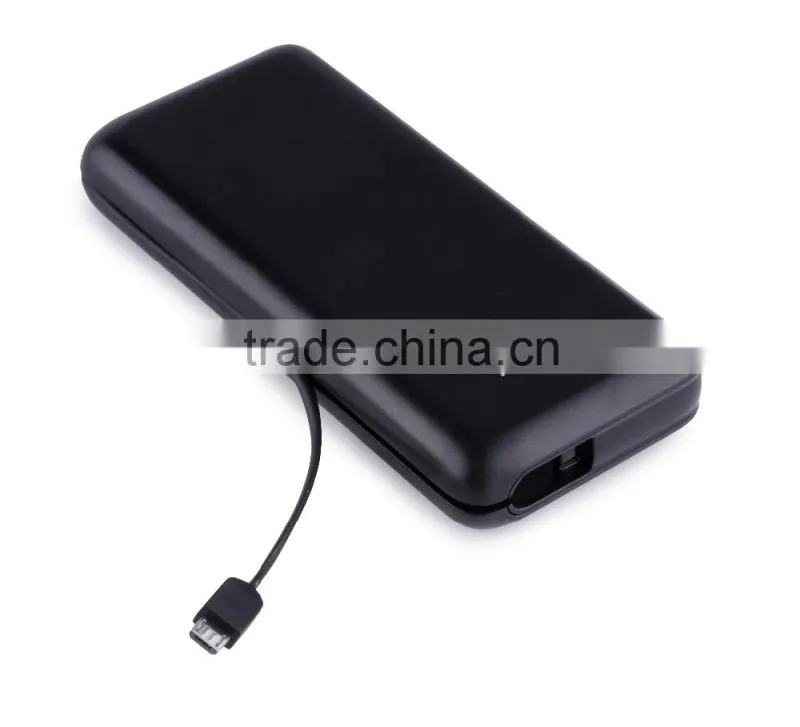 TRUSDA New product Lithium battery charger built in cable solar power bank 13000mAh with CE FCC ROHS