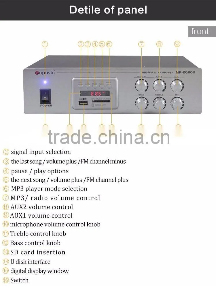 Shenzhen factory USB amp 80w teaching pa mini amplifier for sale