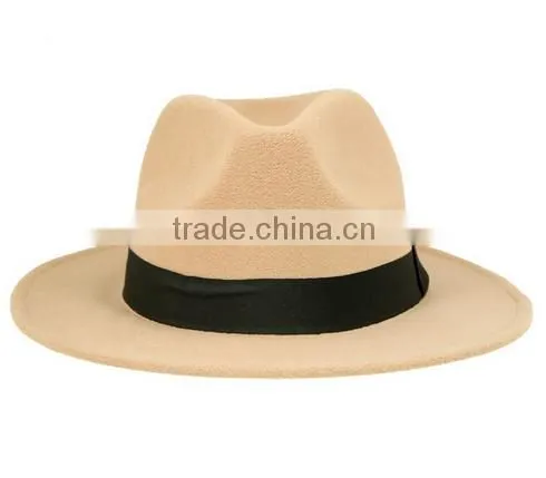 China Promotional High Quality Men's Fedora Hat Custom Logo Band