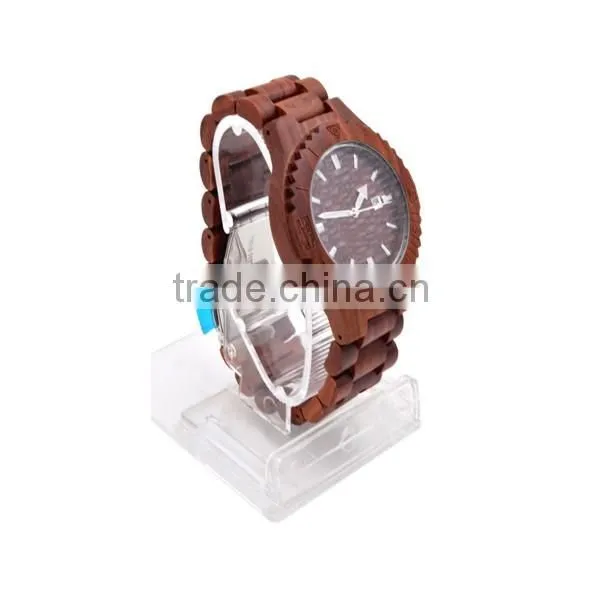 2016 Hot selling fashion round quartz wood watch