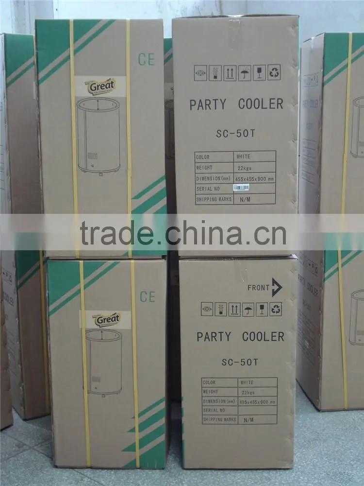40/65/77/85 Litre Outdoor Promotional Top Open Glass Door Commercial Round Can Shape Cooler Fridge with wheels