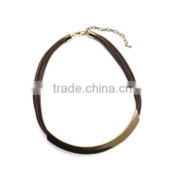 2014 Fashion brass tube necklace in matt silver