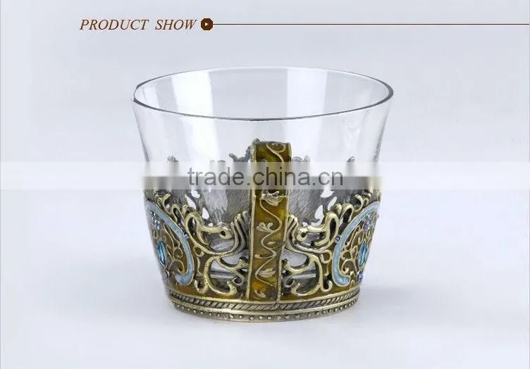 RORO Classic Pattern enamel pewter crystal glass coffee cup set