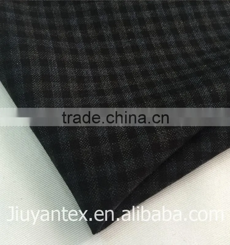 JY-1614 hot sale plain weave small checks design printed t82 r18 suiting fabric China supplier Jiuyan OEKO-TEX Standard 100