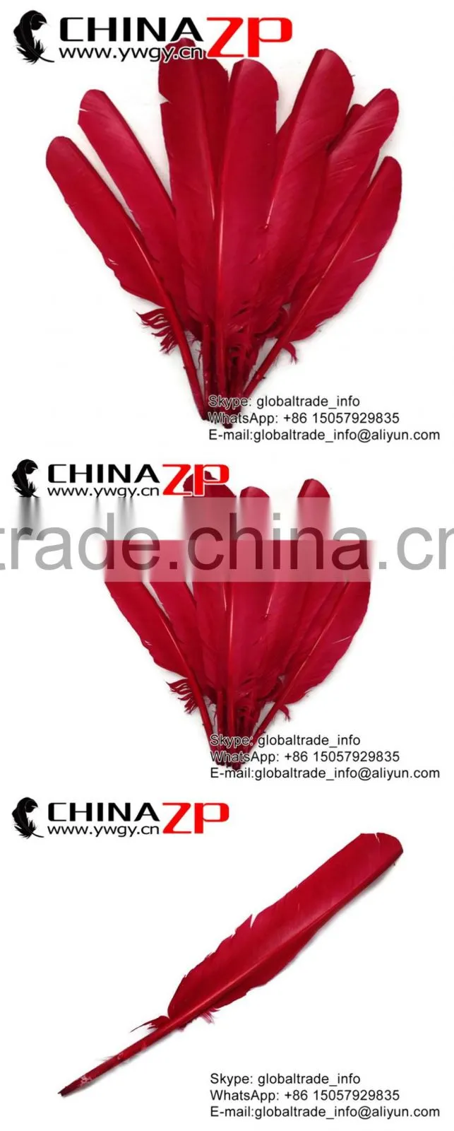 ZPDECOR Factory Bulk Sale Selected Prime Quality Natural Dyed Red Eagle Turkey Pointers Quill Large Feathers for Fashion Show