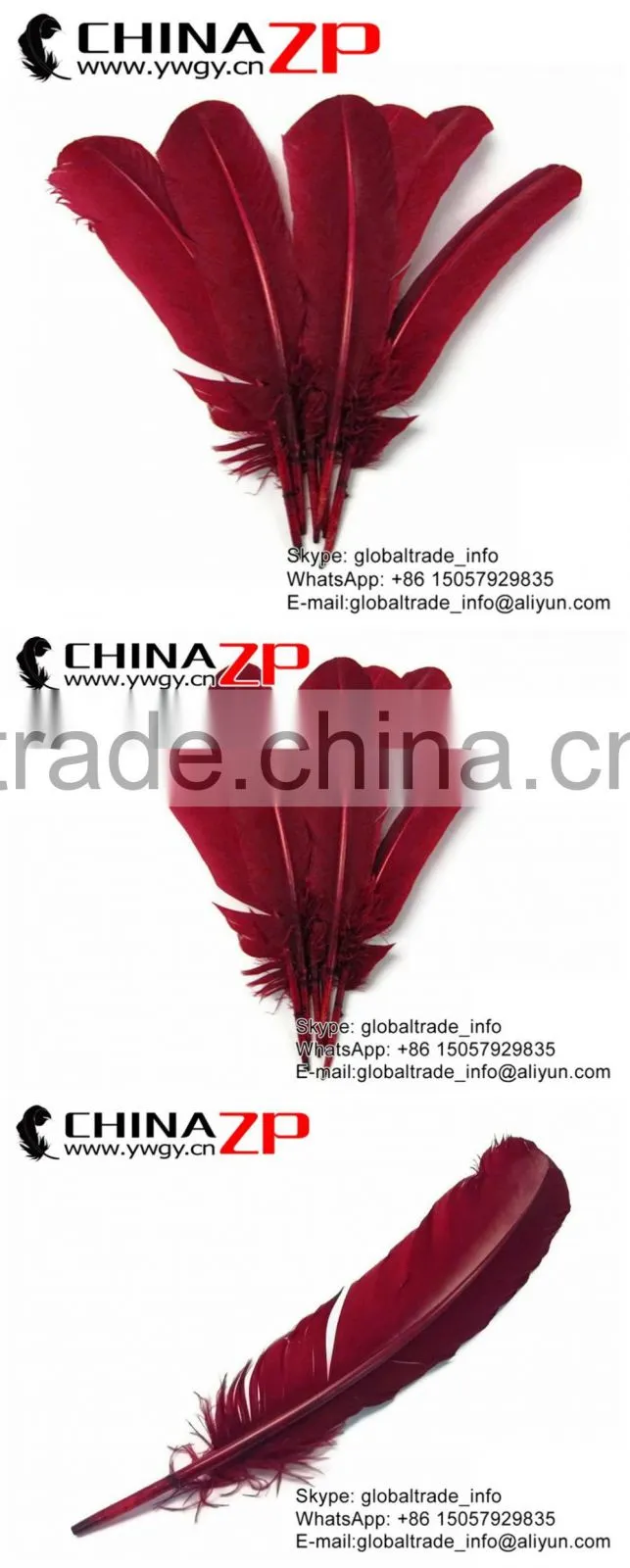 ZPDECOR Elegent Plume Crafts Bulk Sale Dyed Burgundy Solid Color Turkey Feather for Fashion Show
