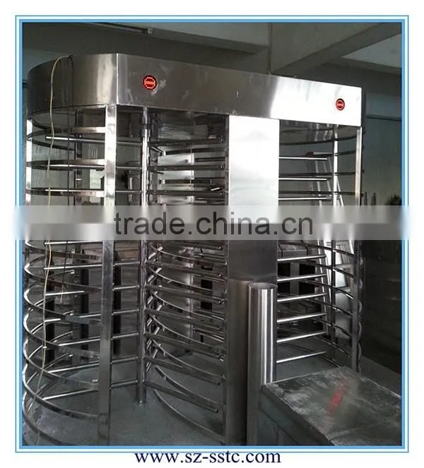 security 90 degree rfid card access control dual full height turnstile/ pedestrian turnstile for access control system