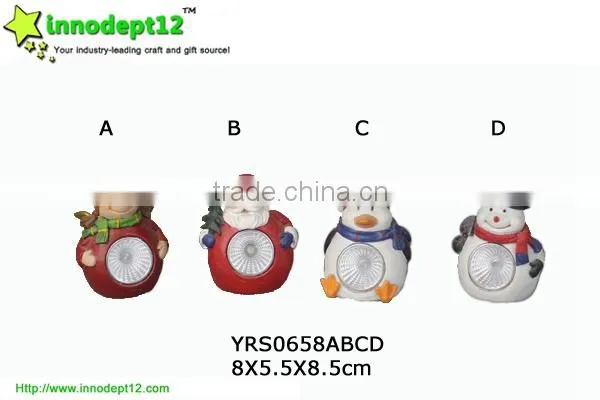 set 4 Christmas angel , santa claus ,snowman and penguin decoration with solar led light