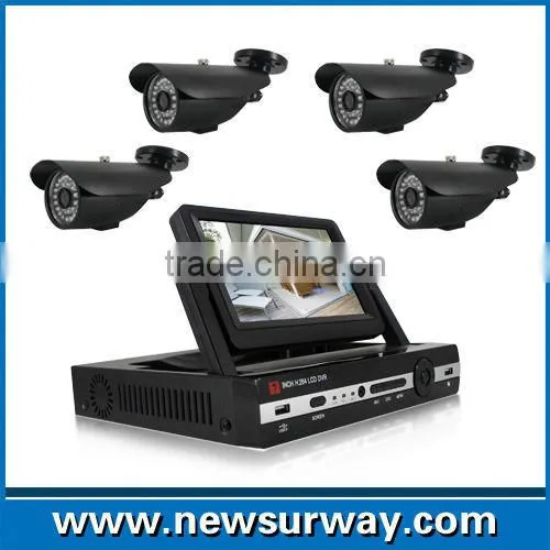 All in one hd h.264 4ch AHD dvr kit cctv camera security with 7 inch TFT LCD Monitor