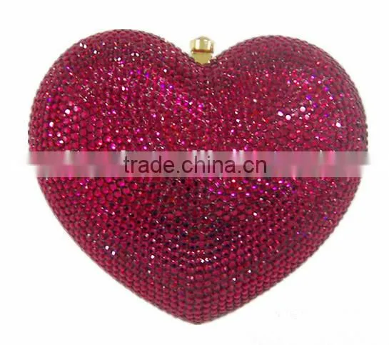 Latest fashion full diamond heart-shaped evening bag