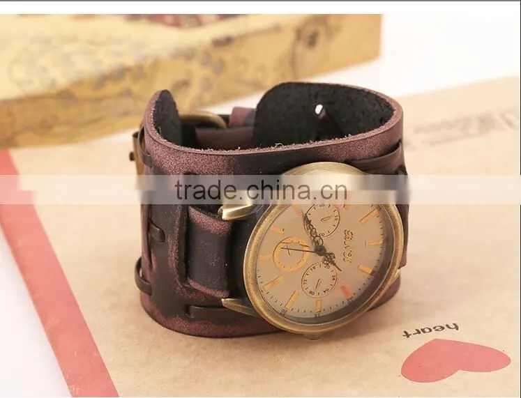 Fashion Handmade leather Women Watch Bracelet