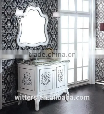 Fashion glossy white bathroom cabinet with mirror WTS351