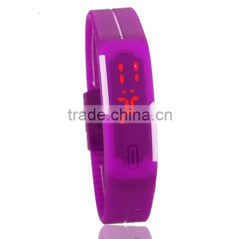 Fashion rectangle Bracelet boys girls Touch LED Watch Sport digital sports watchs unisex jelly candy rubber silicone wristband