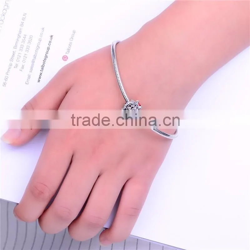 X266 Fashion Italian Multicolor Crystal Charms,925 Sterling Silver Crown Charms