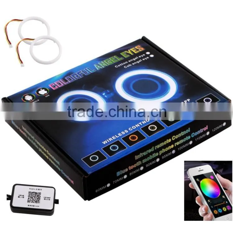 For car headlight 12V 2835 95mm led ring lamp colorful led mobile app wifi control rgb angel eyes