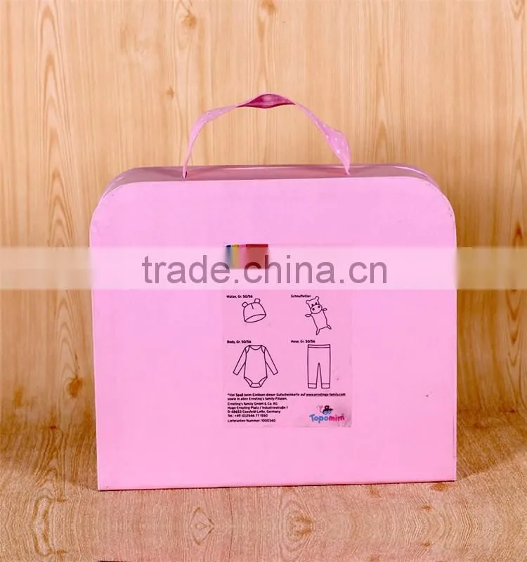 Fancy suitcase shaped baby clothes transparent gift box