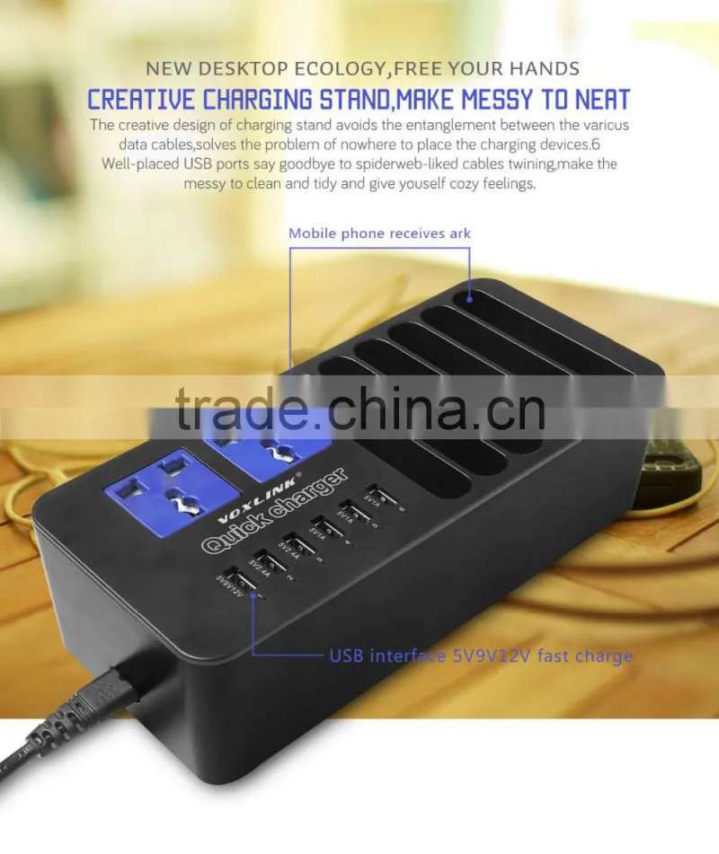Multi-Functional Smart Digital Power Charger With 6 Ports For IPhone 6s IPad Air Mini Samsung Smartphone Tablet Laptop