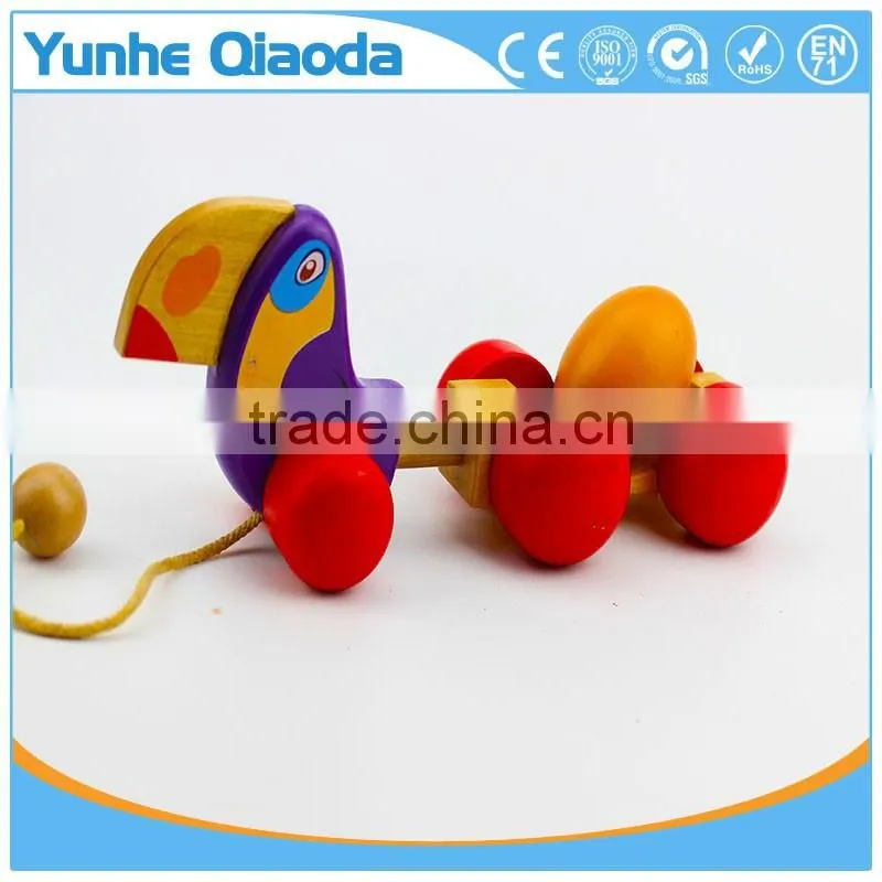 colorful Pull Along wiggles crow with one egg Wooden Toy wiggles as you pull they make a fun baby