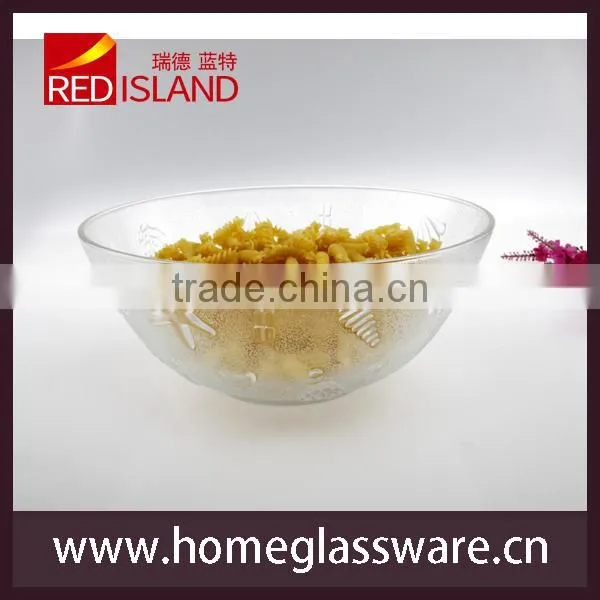 9" large mixing serving salad bowl sea shell pattern glass