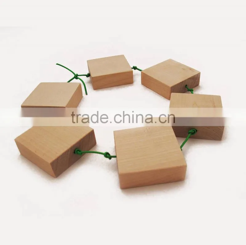 Solid Wood Original Bare Stepping Blocks Trivet Oak Placemat Bunch with Rope