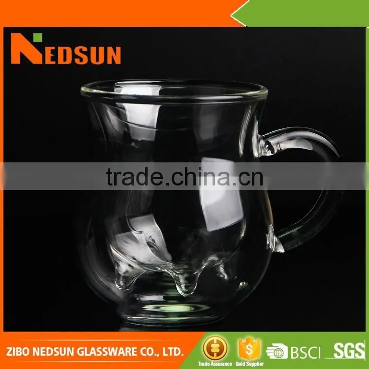 Hot sales double wall glass coffee cup