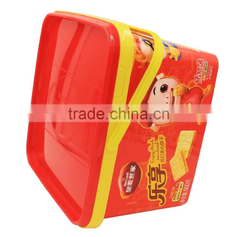 2.5L In Mold Labeling for Plastic Biscuit Box,PP Biscuit Tub,Square Biscuit Containers.