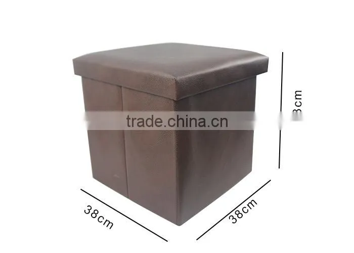 Store More Leather Folding storage Stool