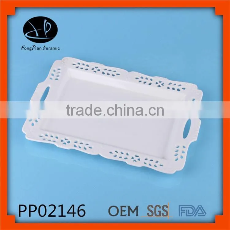 Oval porcelain plate,oval ceramic decorative plate with decal