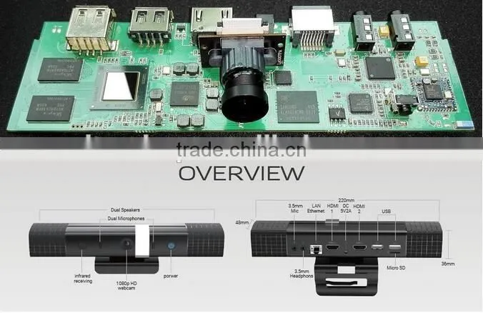 Newest Window10/Andorid TV Box HD6 5MP 1080P Video Conference 2.4G Wifi BT4.0 Built-in HD AF Camera&Dual HD Output HD6I TV BOX