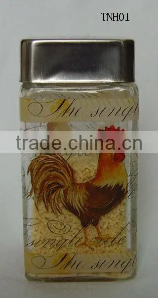 wholesale 120ml mini square glass spice jar with metal lid