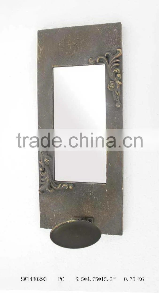 wooden candle holder with metal base