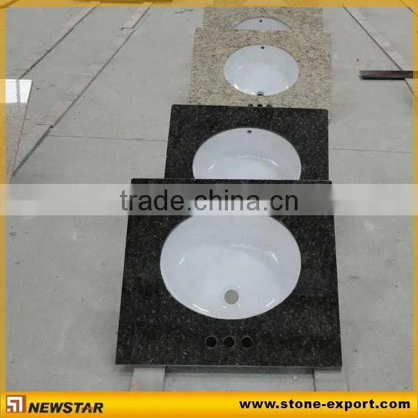 granite benchtop with square ceramic sink