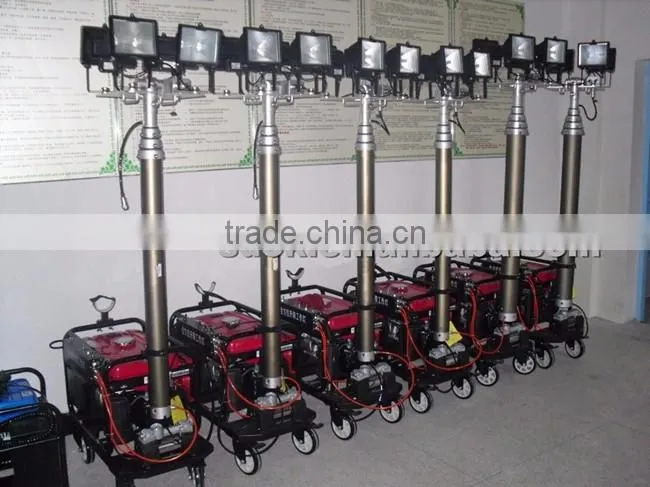 Hand push telescopic light tower,battery powered led light tower