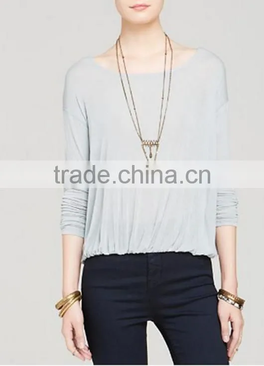 Sexy Women Ladies Crew Neck Backless Casual Long Sleeve Cotton T-Shirt Blouse Tops