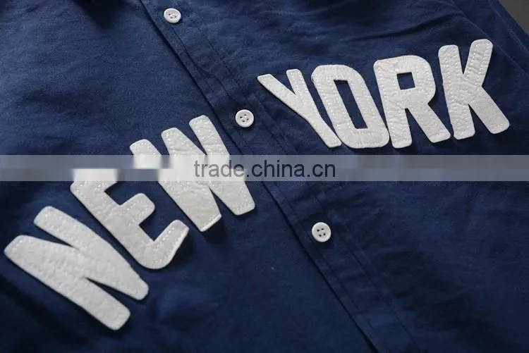 100% cotton applique men's shirt ,long sleeve shirt,Emboridery patch cut shirt