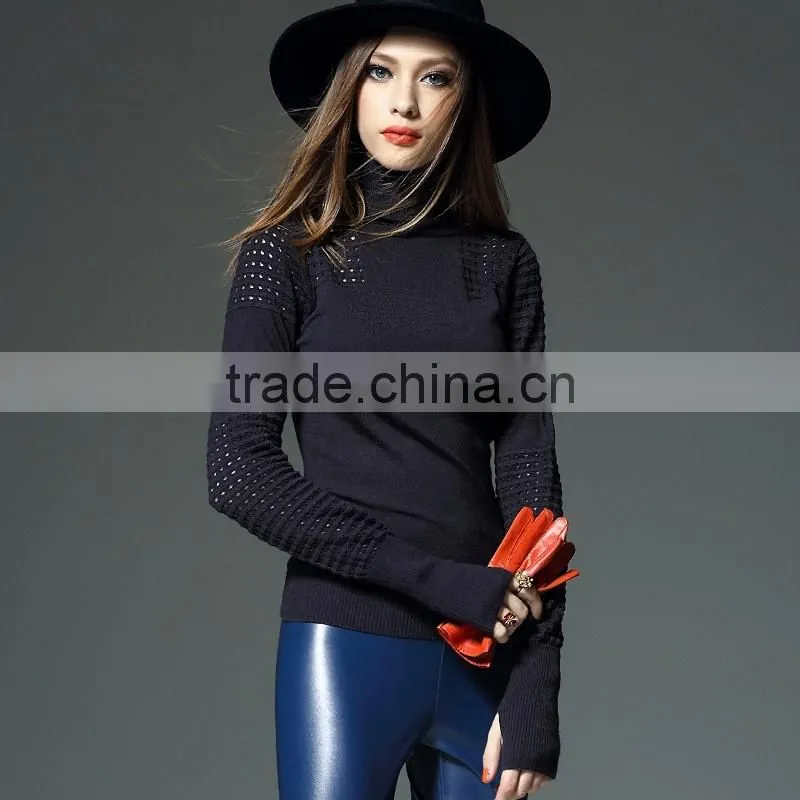 100% cashmere knitting women turtleneck pullover sweater sweet bottoming shirt