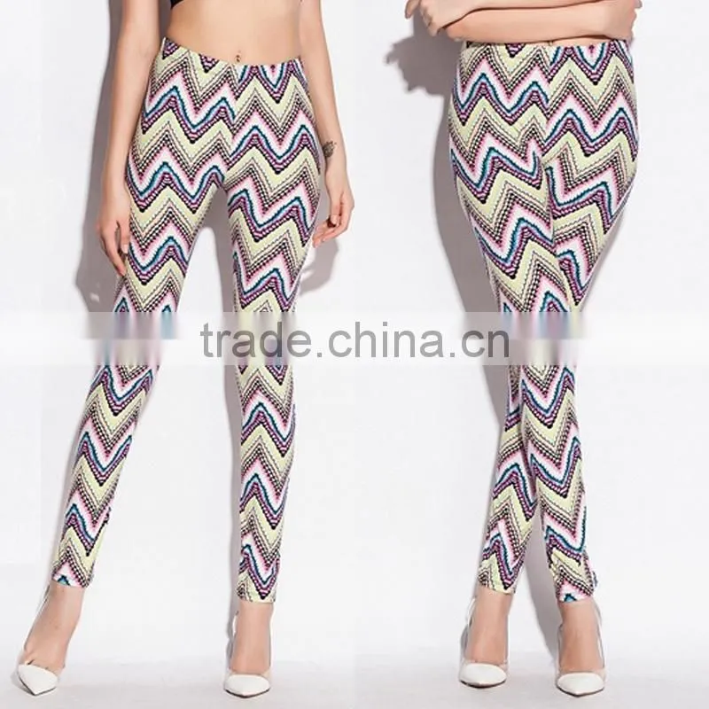 2015 OEM factory new arrival top fashion knit stretchy printing fashion leggings for women
