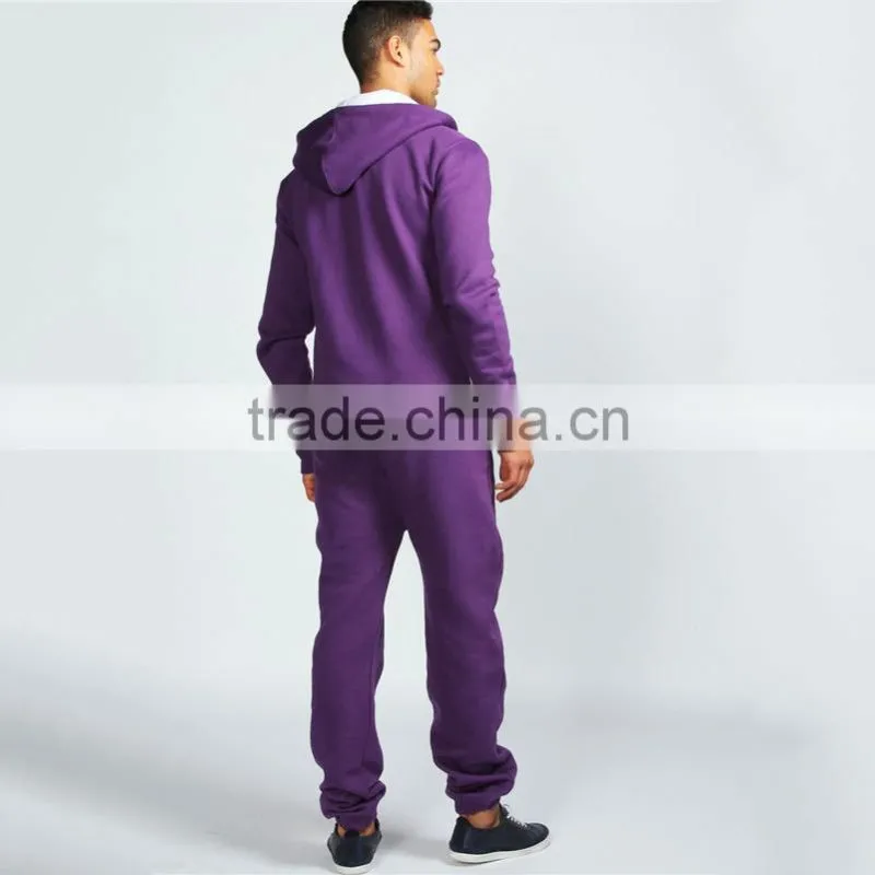 Custom fleece soft zip up hoodie adult onesie plain colour