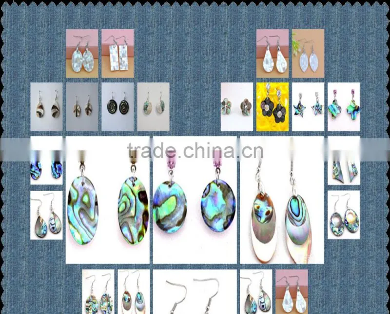 Mix natural abalone shell hoop earrings coconut mosaic earrings round hollow paua shell earrings