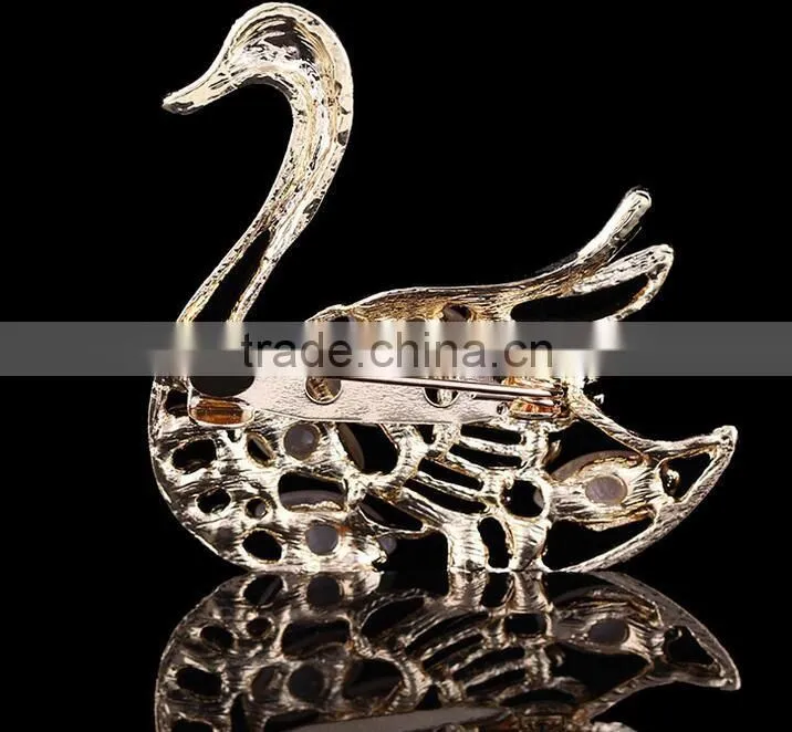 F20045N Elegant opal swan brooches fashion brooch pins
