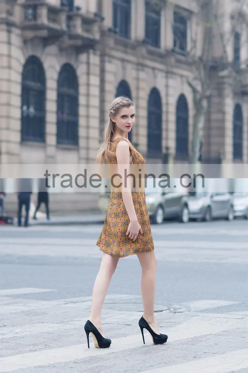 women's lovely dress for summer fashion printed dress slim fit sleeveless dress casual skirt