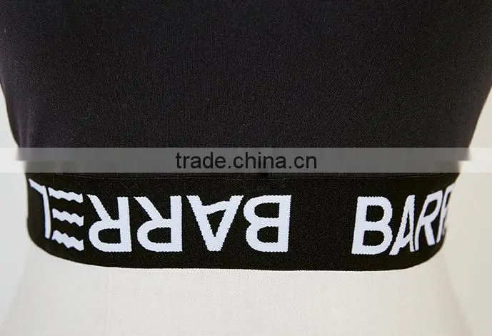 2017 New Fashion Design Customized Your Own Brand Logo Elastic Band 95%Cotton 5%Spandex Sport Crop Top Bralettes