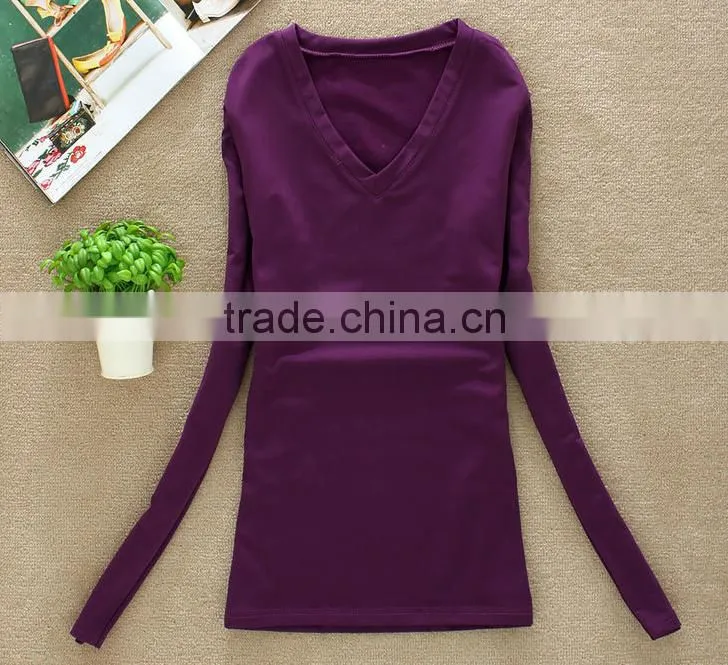 new fashion long sleeve t-shirt for women made in China wholesale