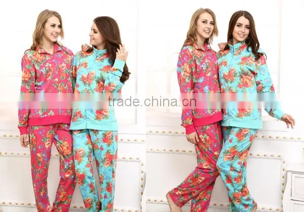 Family pajama knitted french terry winter design custom women pajamas
