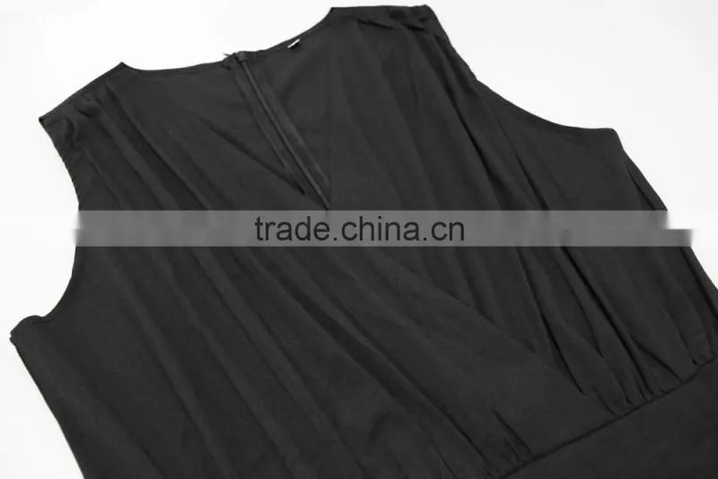 Fashion One Piece V Neck Sexy Sleeveless Wide Leg Ladies Jumpsuit For Wholesale 2017